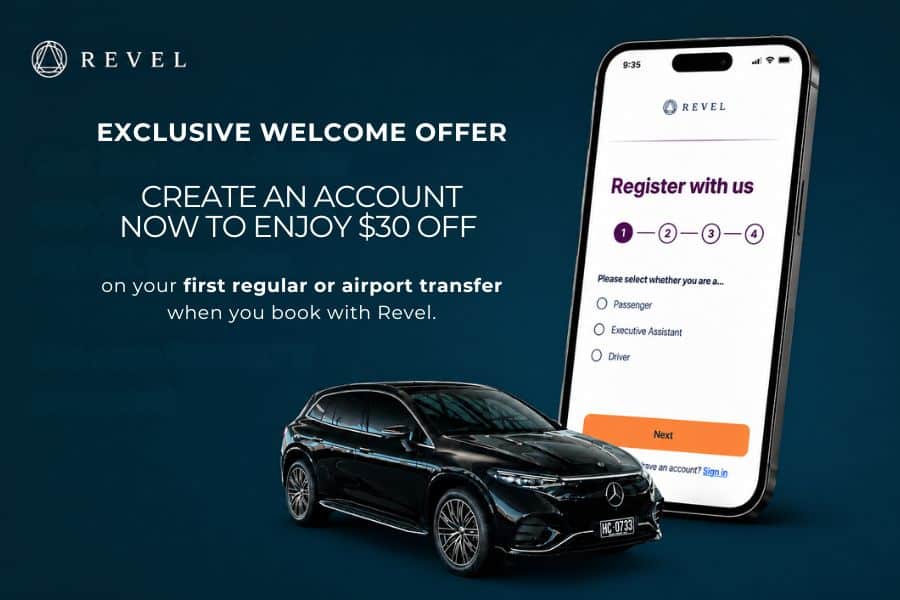 Exclusive welcome offer - $30 off your first Revel regular or airport transfer